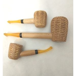 VTG Lot Of 3 Missouri Meerschaum Corn Cob Pipes yellow amber mouth piece unused
